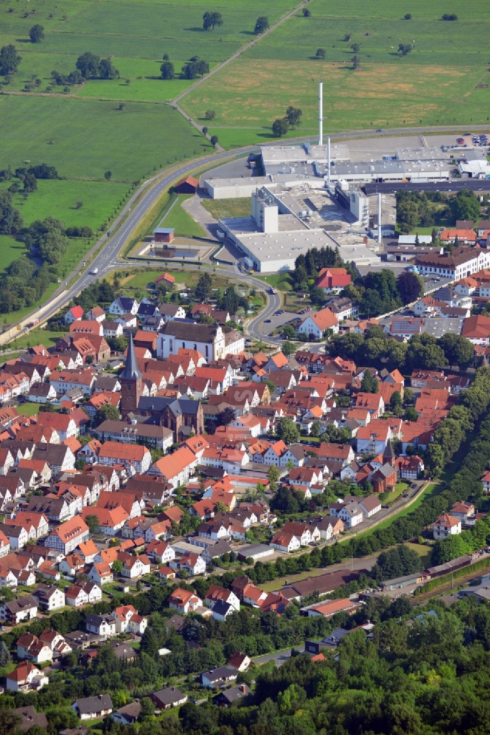 Lügde von oben - Ortsansicht in Lügde im Bundesland Nordrhein-Westfalen, Deutschland