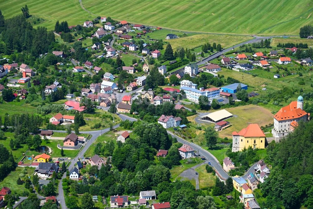 Luftaufnahme Liba - Liebenstein - Ortsansicht in Liba - Liebenstein in Cechy - Böhmen, Tschechien