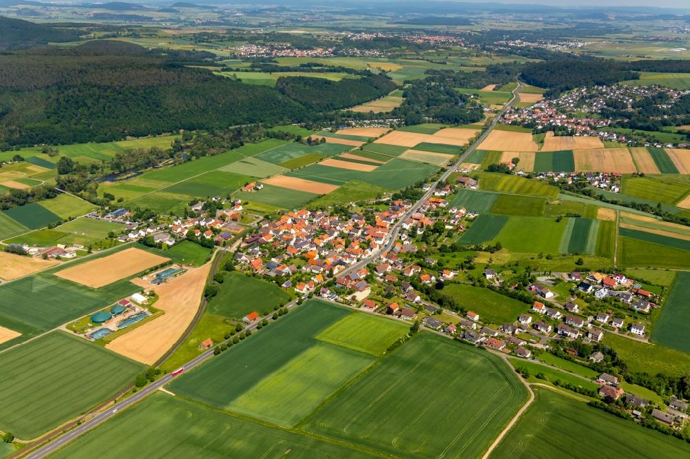 Luftaufnahme Mandern - Ortsansicht in Mandern im Bundesland Hessen, Deutschland