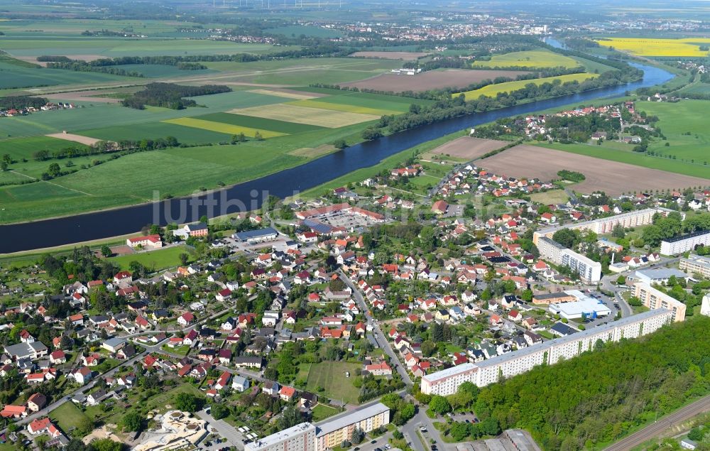 Luftbild Nünchritz - Ortsansicht in Nünchritz im Bundesland Sachsen, Deutschland