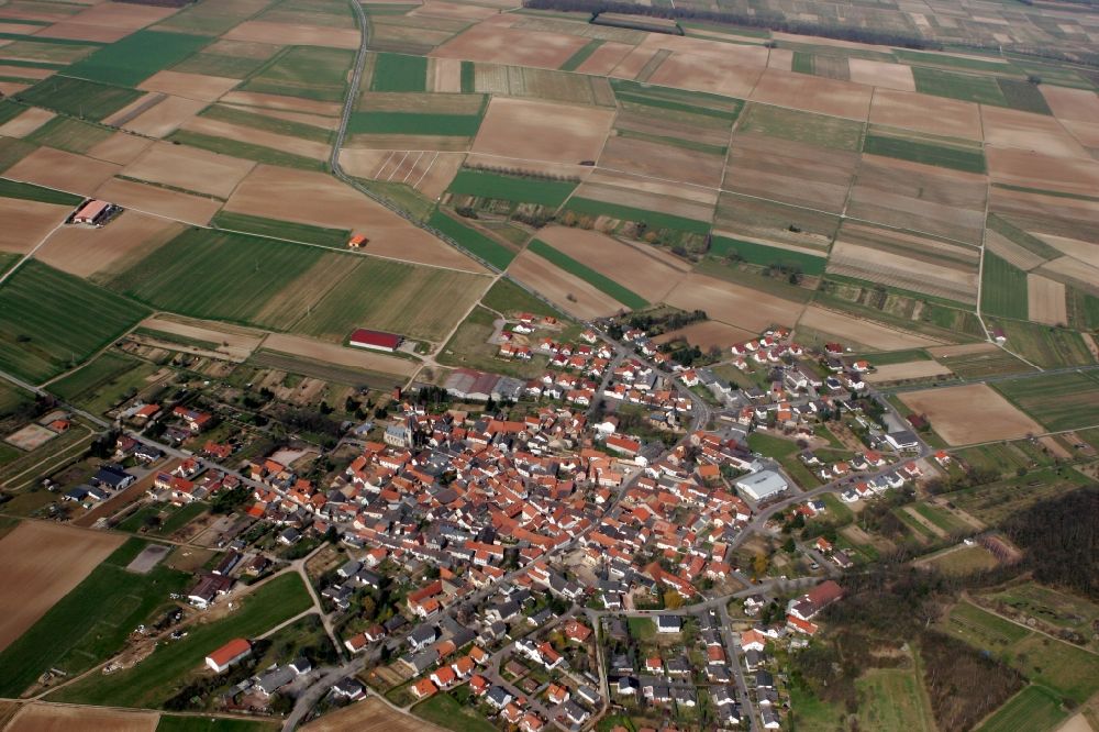 Ober-Hildesheim von oben - Ortsansicht von Ober-Hilbersheim im Bundesland Rheinland-Pfalz