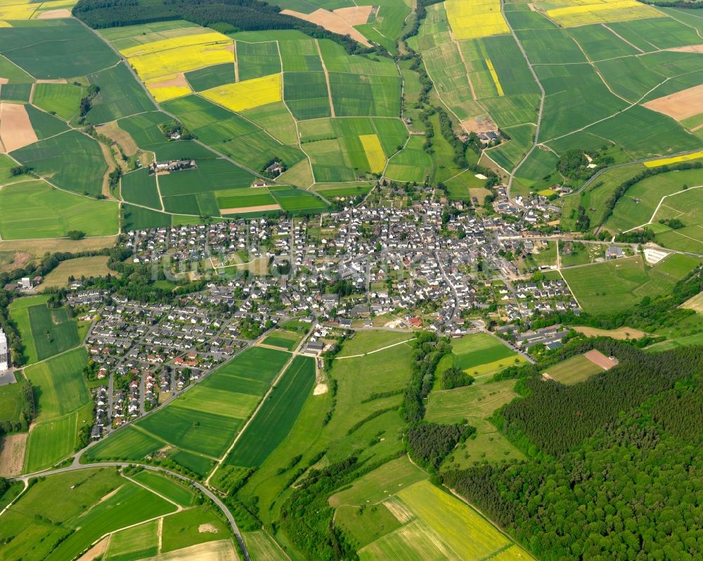Miehlen aus der Vogelperspektive: Ortsansicht der Ortsgemeinde Miehlen im Bundesland Rheinland-Pfalz