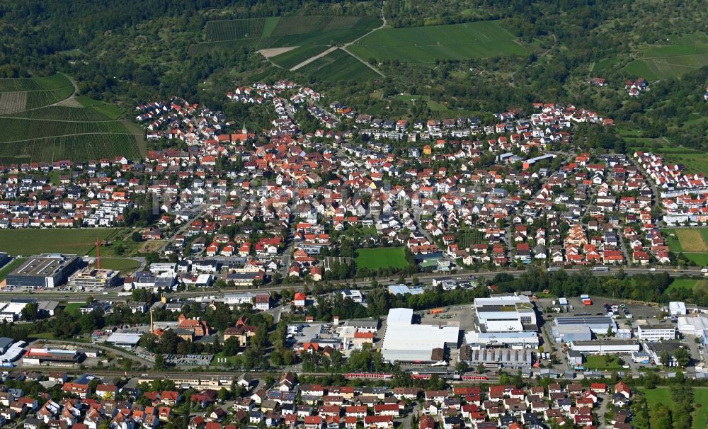 Remshalden von oben - Ortsansicht im Ortsteil Grunbach in Remshalden im Bundesland Baden-Württemberg, Deutschland