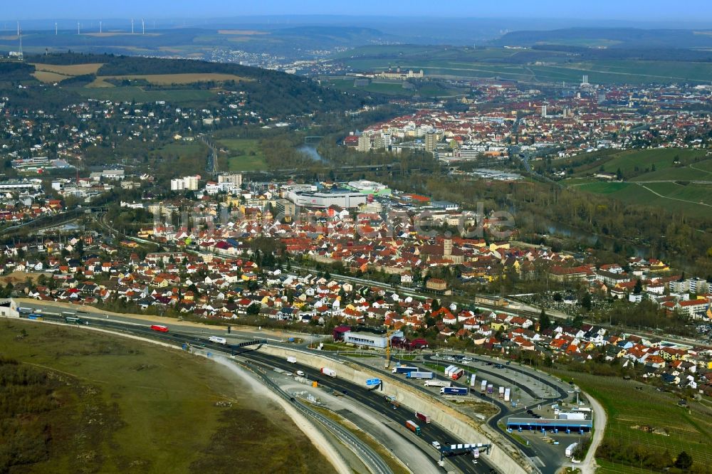 Luftaufnahme Würzburg - Ortsansicht im Ortsteil Heidingsfeld in Würzburg im Bundesland Bayern, Deutschland