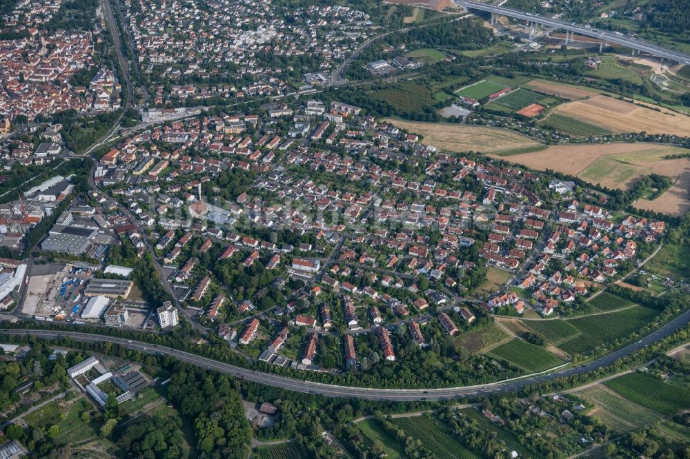 Würzburg von oben - Ortsansicht im Ortsteil Heidingsfeld in Würzburg im Bundesland Bayern, Deutschland