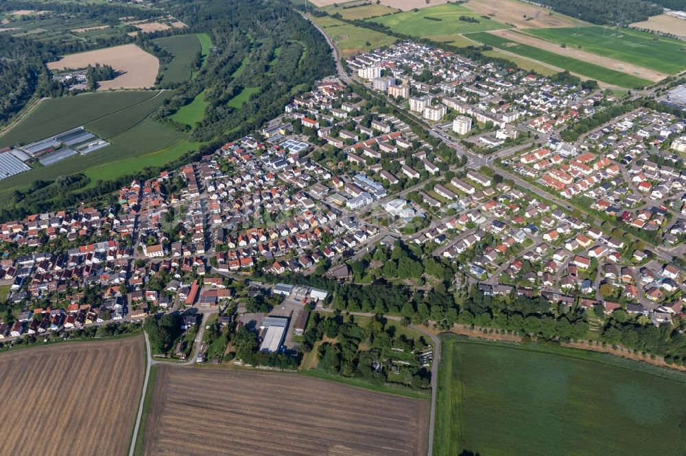 Luftbild Eggenstein-Leopoldshafen - Ortsansicht im Ortsteil Leopoldshafen in Eggenstein-Leopoldshafen im Bundesland Baden-Württemberg, Deutschland
