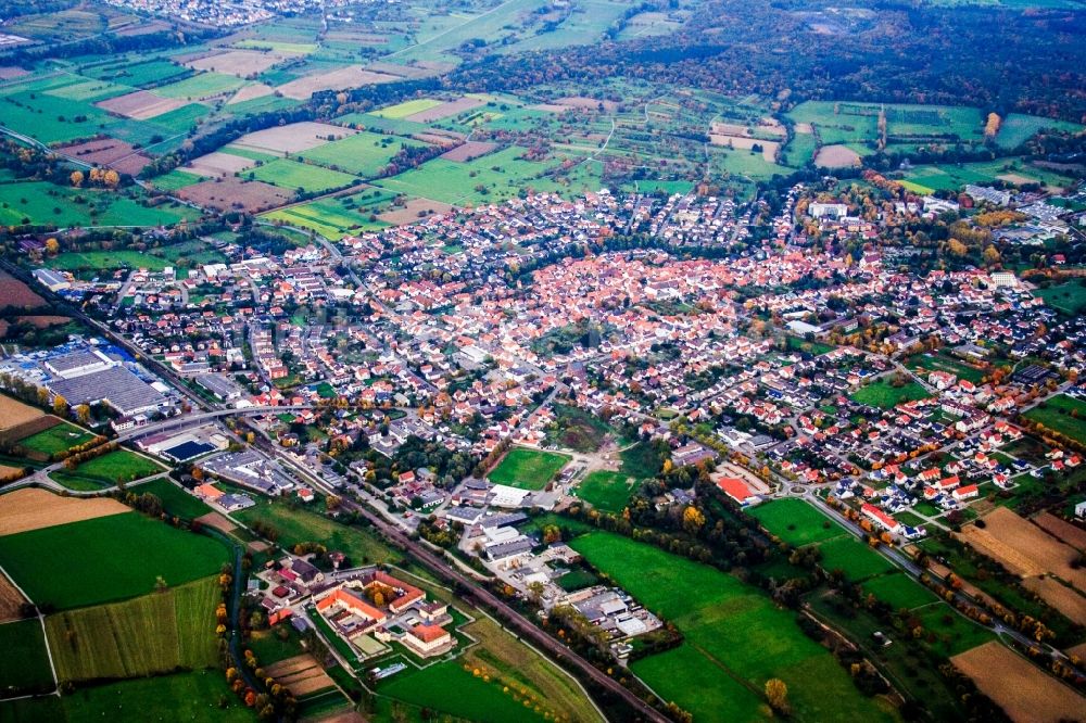 Luftaufnahme Bad Schönborn - Ortsansicht im Ortsteil Mingolsheim in Bad Schönborn im Bundesland Baden-Württemberg