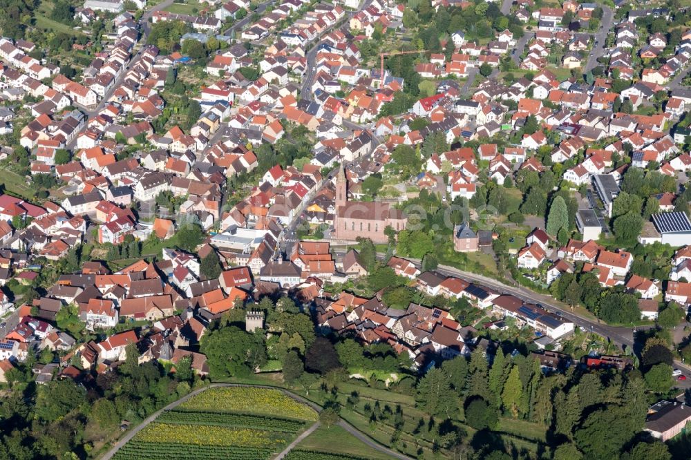 Bruchsal von oben - Ortsansicht im Ortsteil Obergrombach in Bruchsal im Bundesland Baden-Württemberg, Deutschland