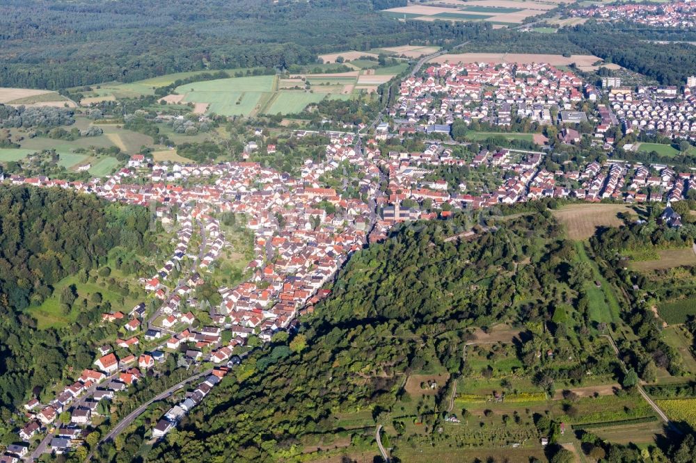 Luftbild Bruchsal - Ortsansicht im Ortsteil Obergrombach in Bruchsal im Bundesland Baden-Württemberg, Deutschland