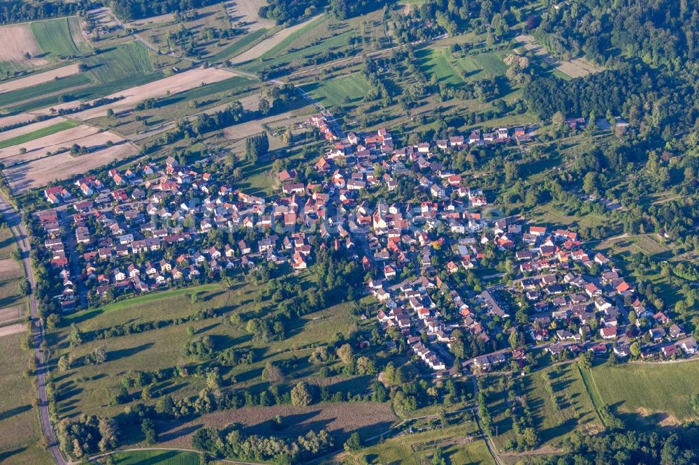 Luftbild Ettlingen - Ortsansicht im Ortsteil Oberweier in Ettlingen im Bundesland Baden-Württemberg, Deutschland