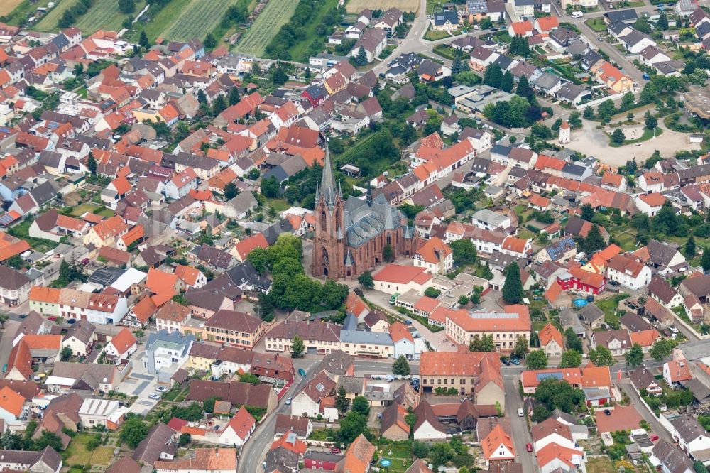 Luftbild Philippsburg - Ortsansicht im Ortsteil Rheinsheim in Philippsburg im Bundesland Baden-Württemberg, Deutschland