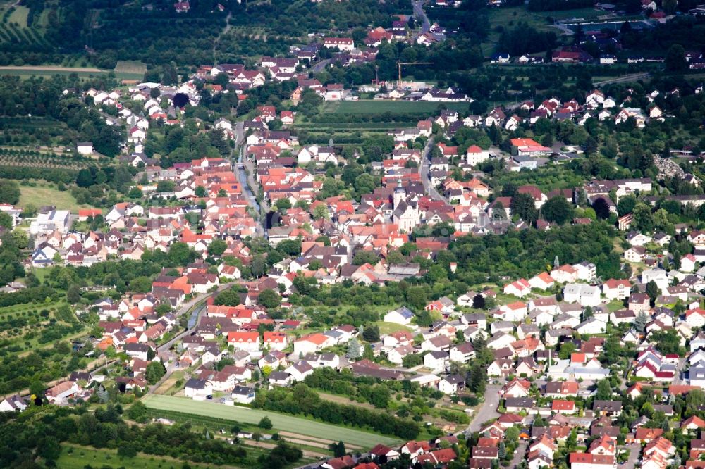 Achern von oben - Ortsansicht im Ortsteil Sasbachried in Achern im Bundesland Baden-Württemberg