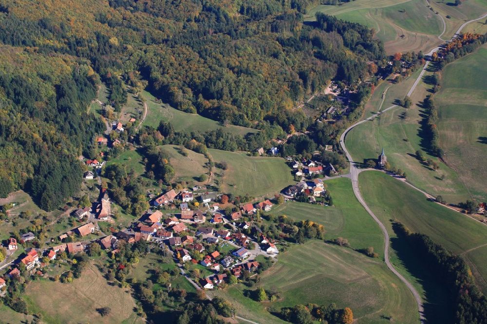 Luftaufnahme Steinen - Ortsansicht vom Ortsteil Schlächtenhaus / Hofen in Steinen im Bundesland Baden-Württemberg, Deutschland