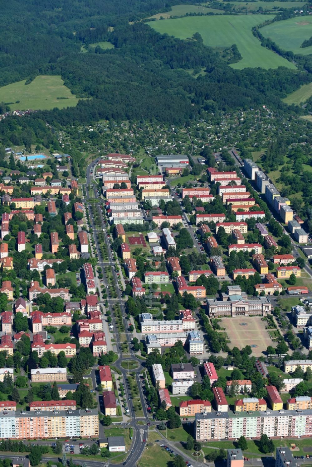 Luftaufnahme Ostrov - Schlackenwerth - Ortsansicht in Ostrov - Schlackenwerth in Cechy - Böhmen, Tschechien
