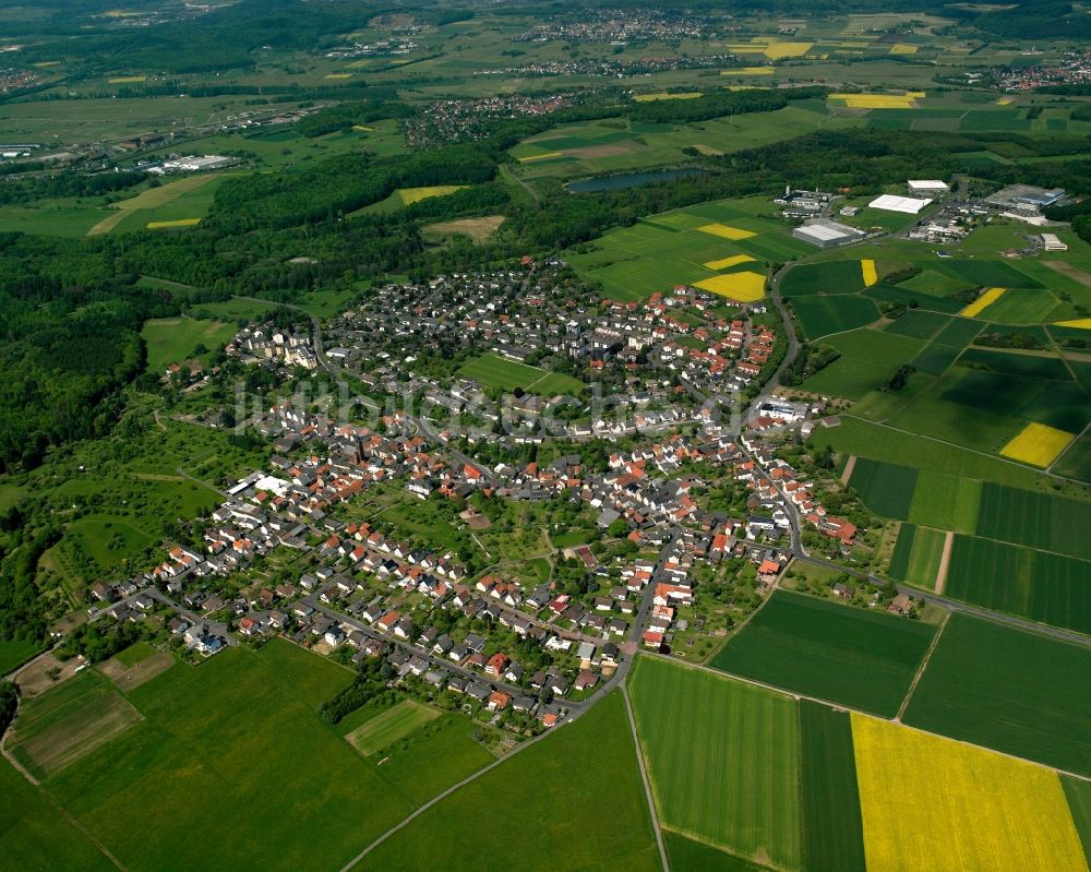 Luftbild Annerod - Ortsansicht am Rande von landwirtschaftlichen Feldern in Annerod im Bundesland Hessen, Deutschland