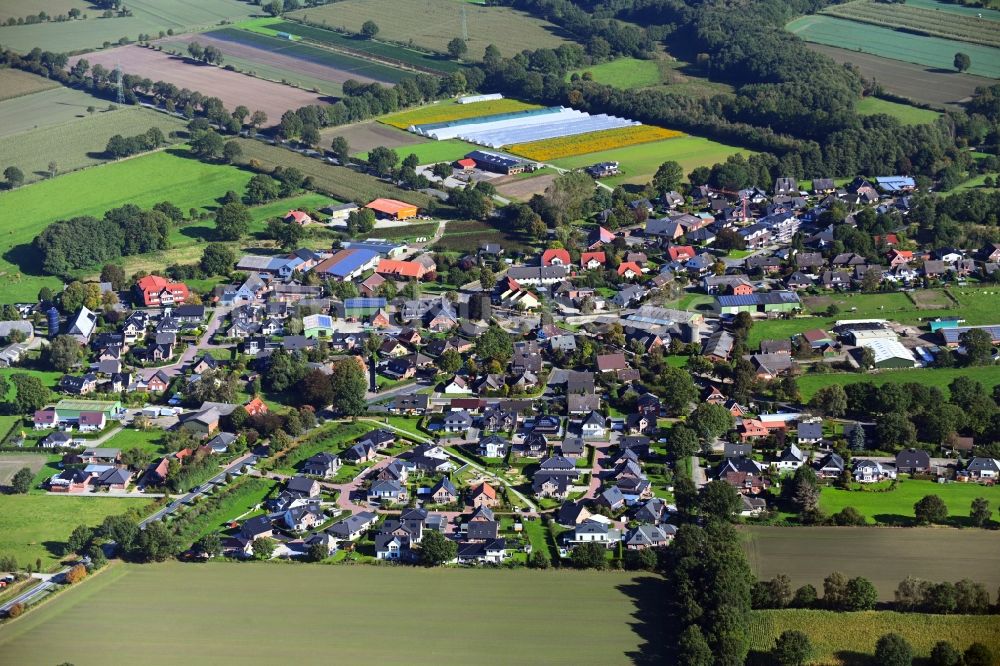 Barsbüttel von oben - Ortsansicht am Rande von landwirtschaftlichen Feldern in Barsbüttel im Bundesland Schleswig-Holstein, Deutschland