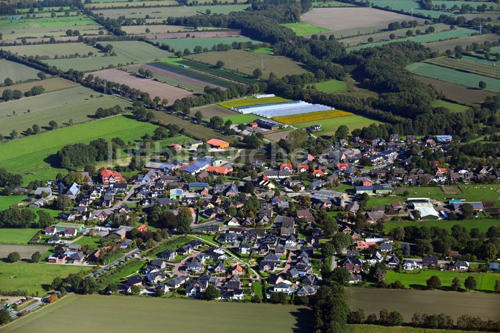 Barsbüttel aus der Vogelperspektive: Ortsansicht am Rande von landwirtschaftlichen Feldern in Barsbüttel im Bundesland Schleswig-Holstein, Deutschland