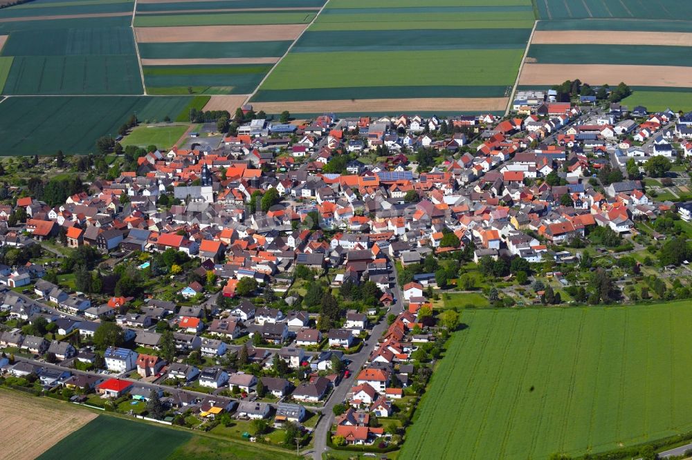 Berstadt von oben - Ortsansicht am Rande von landwirtschaftlichen Feldern in Berstadt im Bundesland Hessen, Deutschland