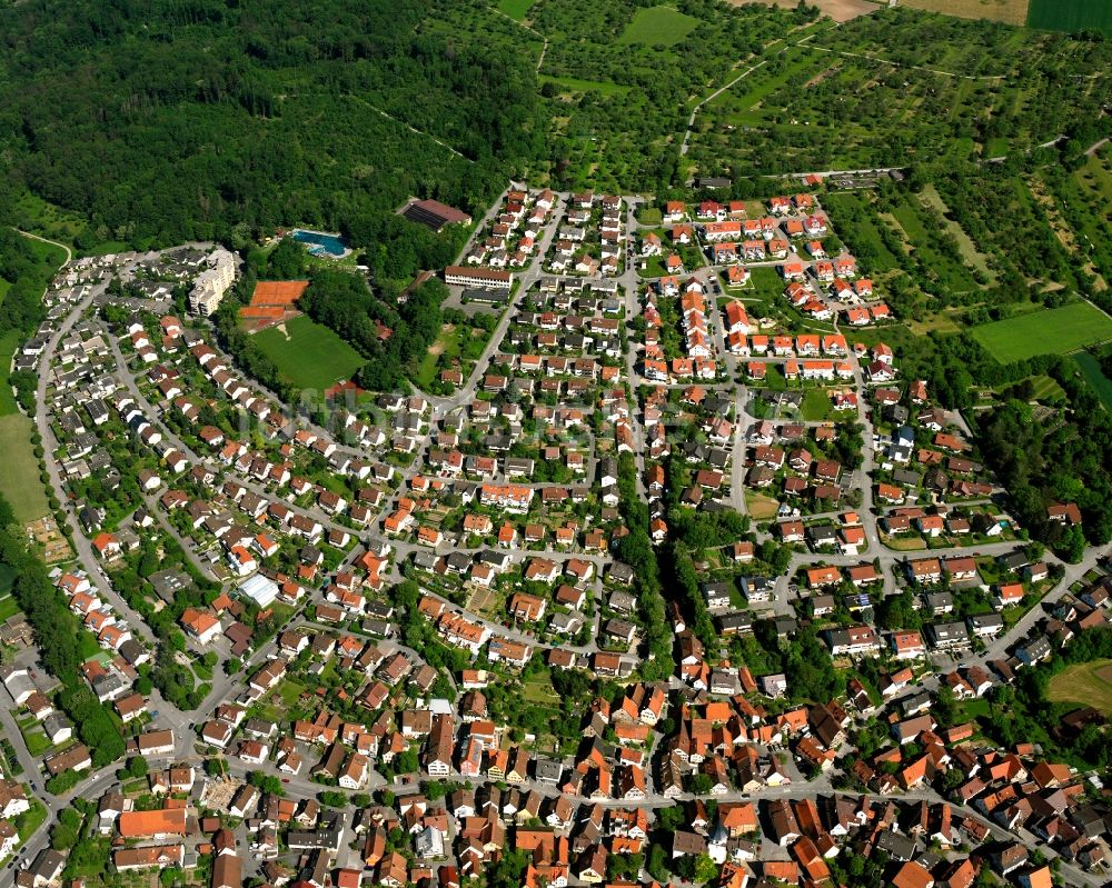 Luftbild Bittenfeld - Ortsansicht am Rande von landwirtschaftlichen Feldern in Bittenfeld im Bundesland Baden-Württemberg, Deutschland