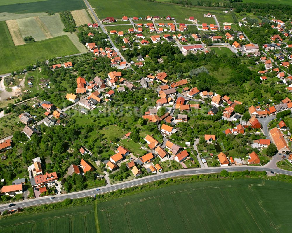 Drübeck von oben - Ortsansicht am Rande von landwirtschaftlichen Feldern in Drübeck im Bundesland Sachsen-Anhalt, Deutschland