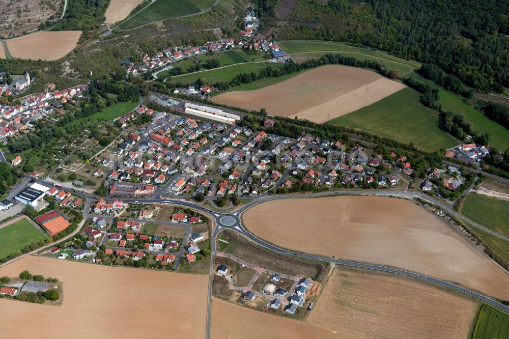 Luftbild Eußenheim - Ortsansicht am Rande von landwirtschaftlichen Feldern in Eußenheim im Bundesland Bayern, Deutschland