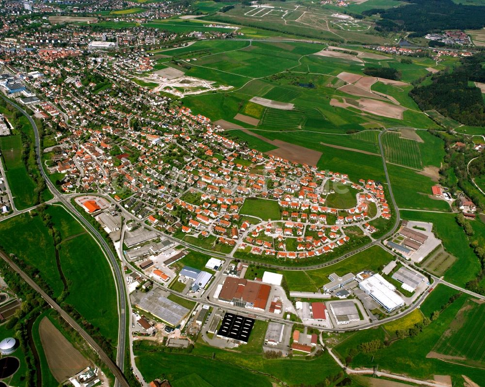 Eyb von oben - Ortsansicht am Rande von landwirtschaftlichen Feldern in Eyb im Bundesland Bayern, Deutschland