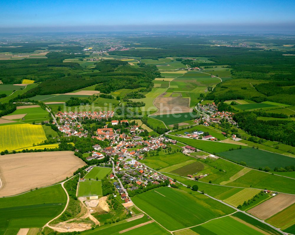 Luftbild Gutenzell - Ortsansicht am Rande von landwirtschaftlichen Feldern in Gutenzell im Bundesland Baden-Württemberg, Deutschland