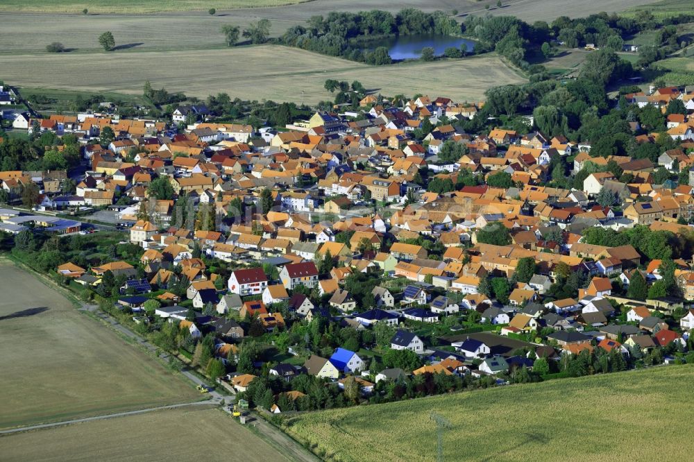 Harsleben von oben - Ortsansicht am Rande von landwirtschaftlichen Feldern in Harsleben im Bundesland Sachsen-Anhalt, Deutschland