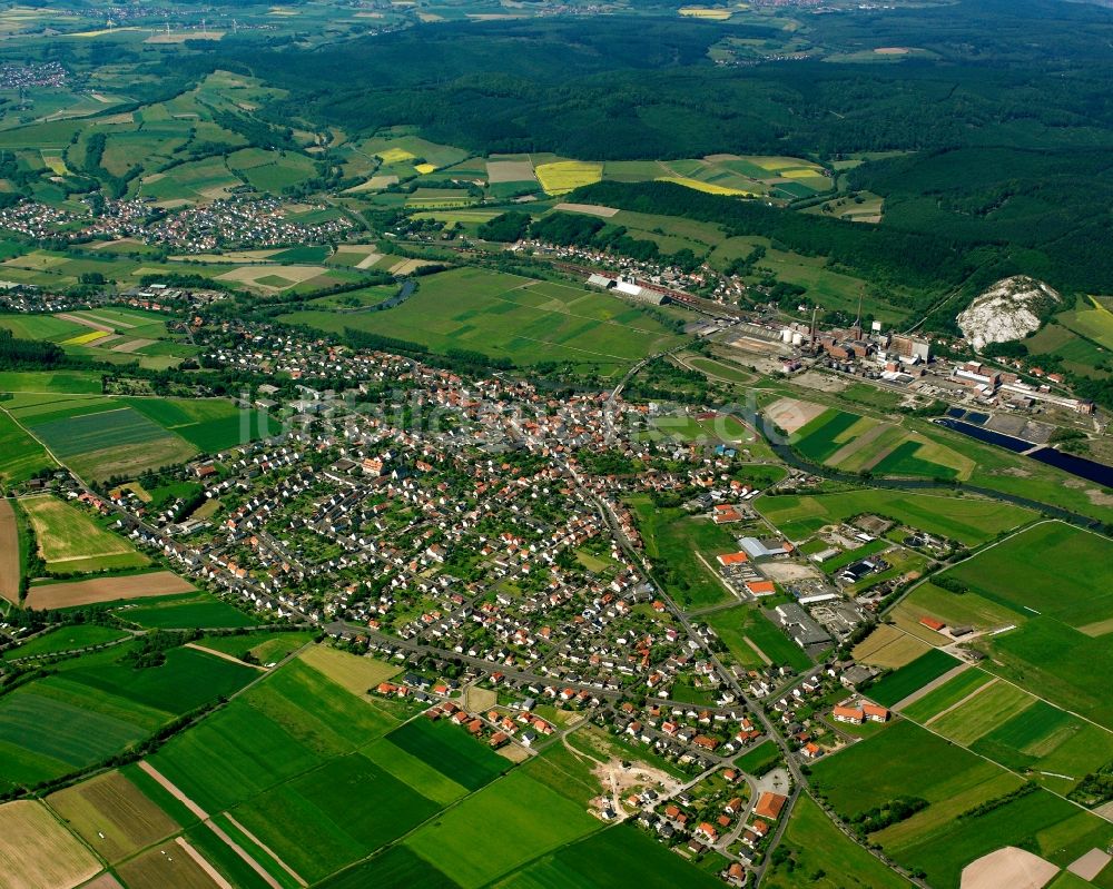 Luftbild Heringen (Werra) - Ortsansicht am Rande von landwirtschaftlichen Feldern in Heringen (Werra) im Bundesland Hessen, Deutschland