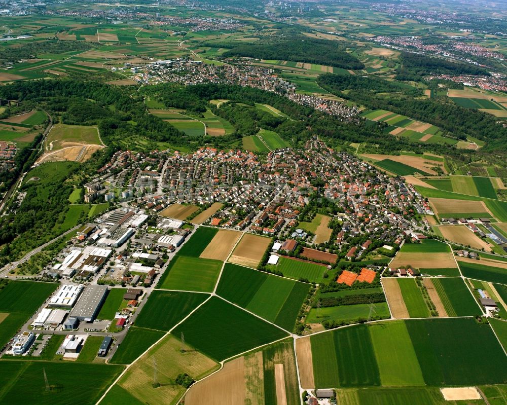 Hohenacker von oben - Ortsansicht am Rande von landwirtschaftlichen Feldern in Hohenacker im Bundesland Baden-Württemberg, Deutschland