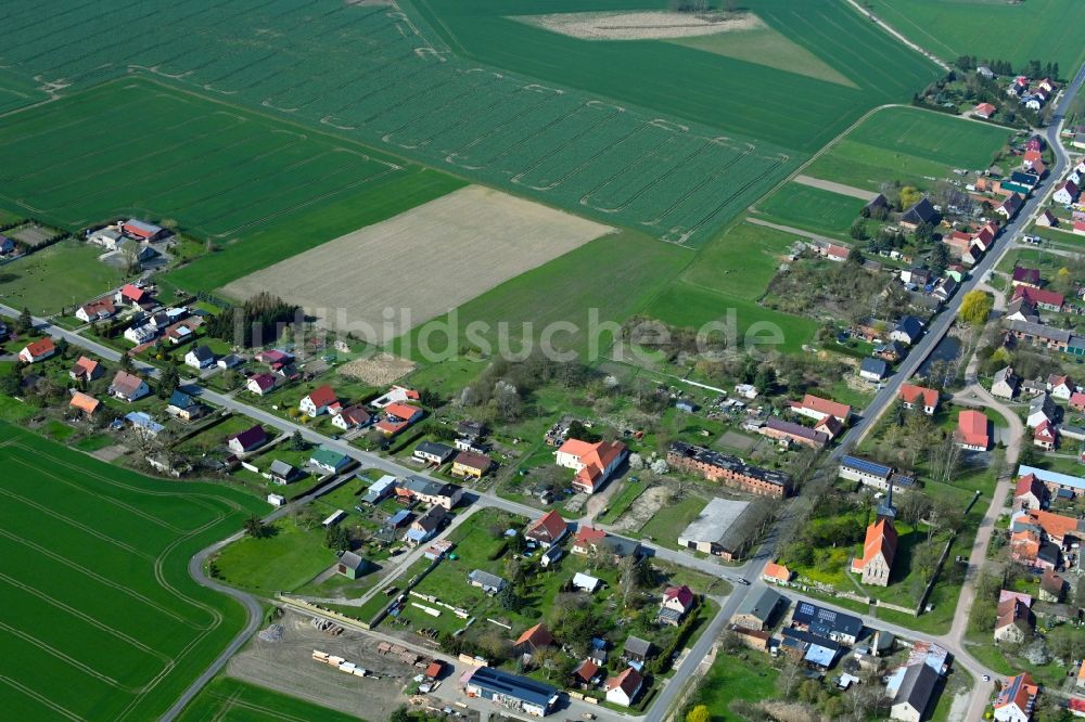 Hohenselchow aus der Vogelperspektive: Ortsansicht am Rande von landwirtschaftlichen Feldern in Hohenselchow im Bundesland Brandenburg, Deutschland