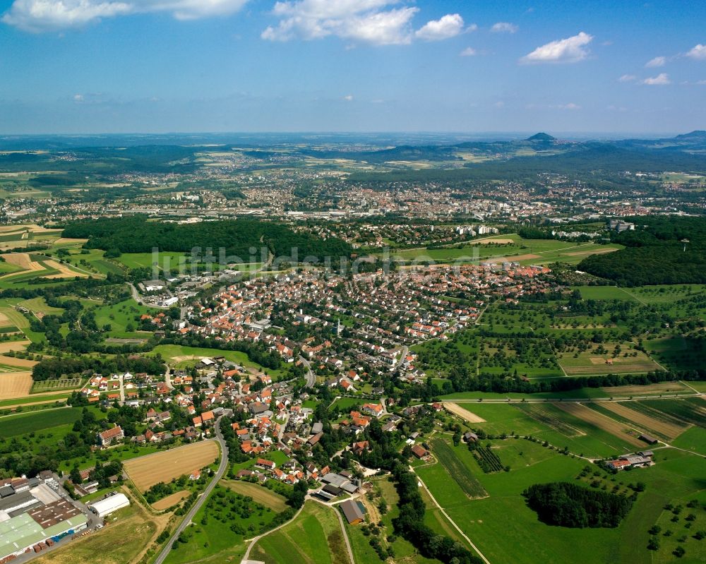 Luftaufnahme Jebenhausen - Ortsansicht am Rande von landwirtschaftlichen Feldern in Jebenhausen im Bundesland Baden-Württemberg, Deutschland