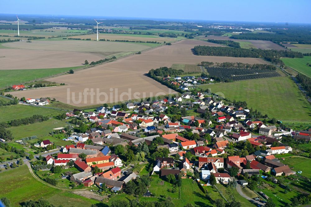 Luftbild Listerfehrda - Ortsansicht am Rande von landwirtschaftlichen Feldern in Listerfehrda im Bundesland Sachsen-Anhalt, Deutschland