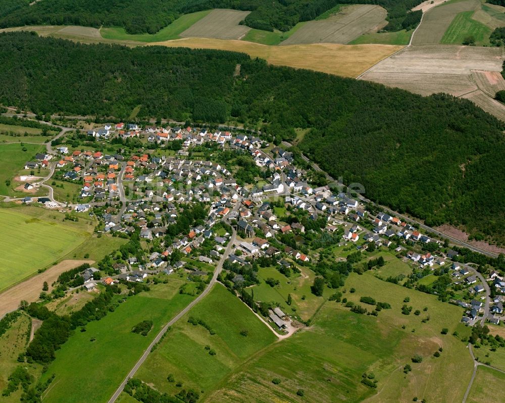 Luftaufnahme Mittelreidenbach - Ortsansicht am Rande von landwirtschaftlichen Feldern in Mittelreidenbach im Bundesland Rheinland-Pfalz, Deutschland