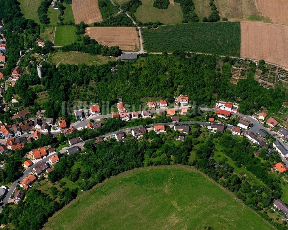 Neudenau von oben - Ortsansicht am Rande von landwirtschaftlichen Feldern in Neudenau im Bundesland Baden-Württemberg, Deutschland