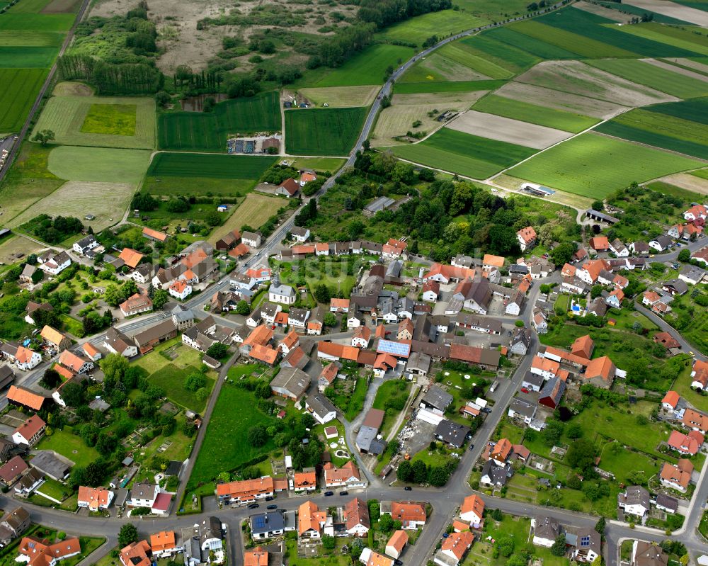 Luftaufnahme Nieder-Ofleiden - Ortsansicht am Rande von landwirtschaftlichen Feldern in Nieder-Ofleiden im Bundesland Hessen, Deutschland