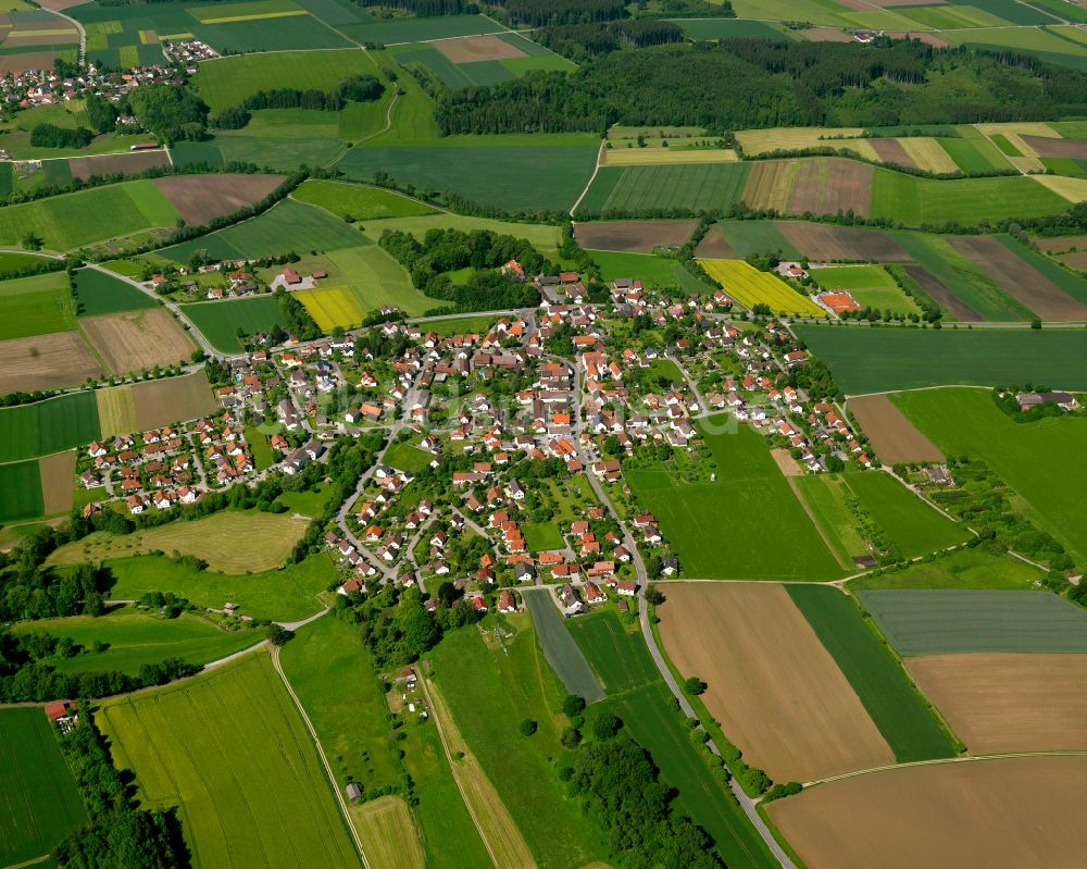 Luftbild Orsenhausen - Ortsansicht am Rande von landwirtschaftlichen Feldern in Orsenhausen im Bundesland Baden-Württemberg, Deutschland
