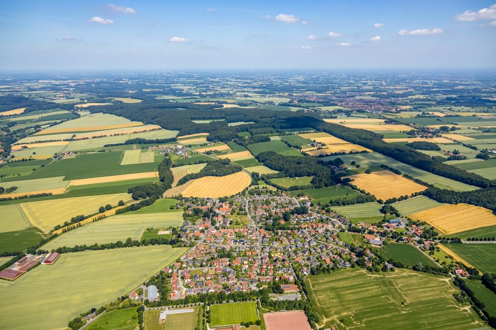 Luftbild Nottuln - Ortsansicht am Rande von landwirtschaftlichen Feldern im Ortsteil Schapdetten in Nottuln im Bundesland Nordrhein-Westfalen, Deutschland