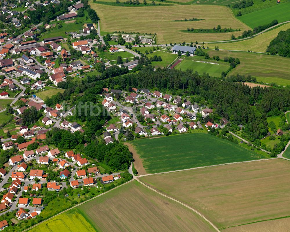 Luftaufnahme Ringschnait - Ortsansicht am Rande von landwirtschaftlichen Feldern in Ringschnait im Bundesland Baden-Württemberg, Deutschland