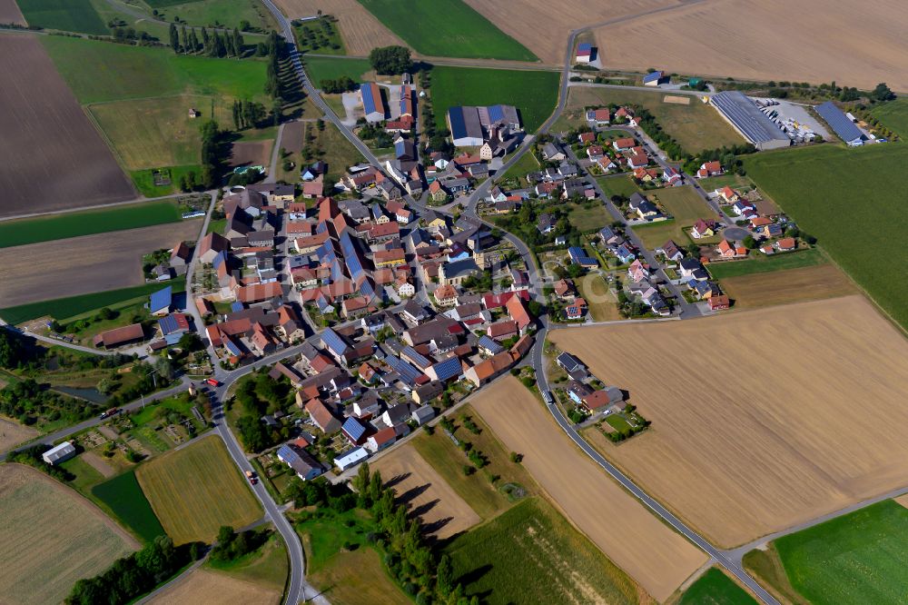 Luftbild Rittershausen - Ortsansicht am Rande von landwirtschaftlichen Feldern in Rittershausen im Bundesland Bayern, Deutschland