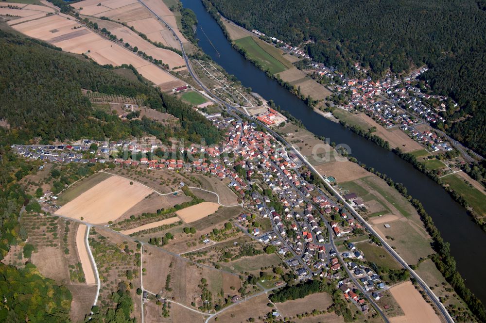 Rodenbach von oben - Ortsansicht am Rande von landwirtschaftlichen Feldern in Rodenbach im Bundesland Bayern, Deutschland