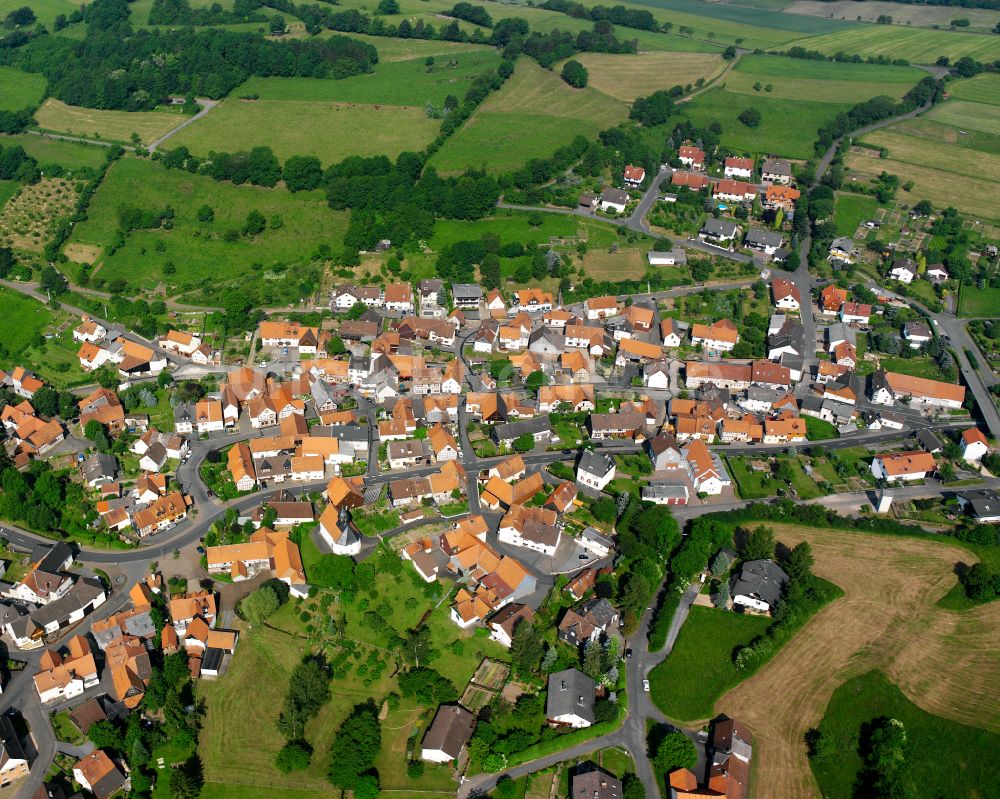 Luftbild Rudingshain - Ortsansicht am Rande von landwirtschaftlichen Feldern in Rudingshain im Bundesland Hessen, Deutschland