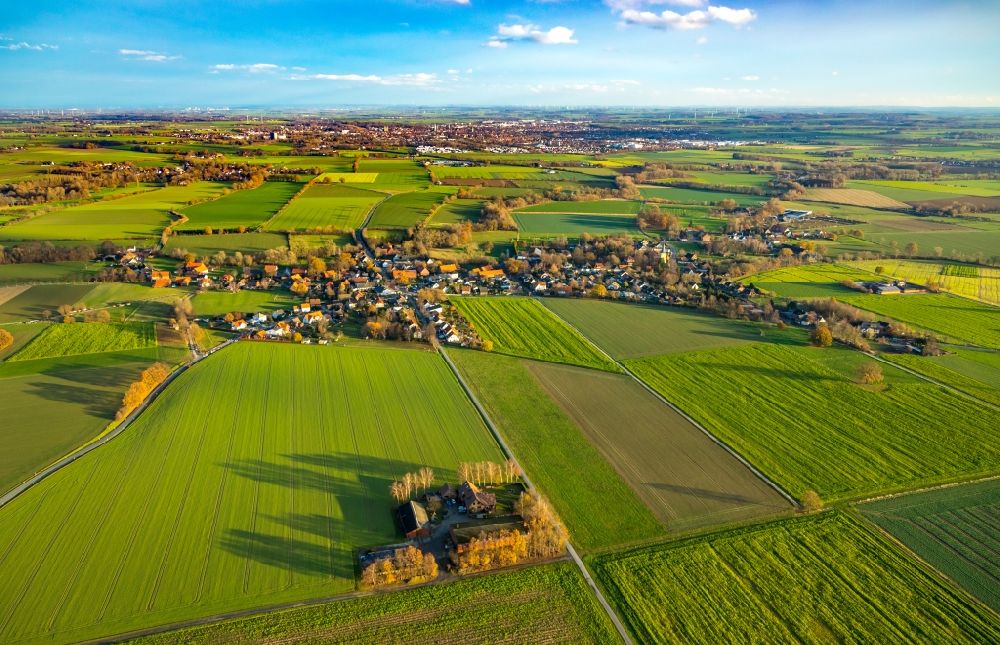 Luftbild Schwefe - Ortsansicht am Rande von landwirtschaftlichen Feldern in Schwefe im Bundesland Nordrhein-Westfalen, Deutschland