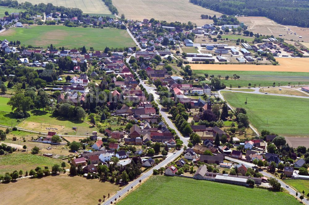 Söllichau von oben - Ortsansicht am Rande von landwirtschaftlichen Feldern in Söllichau im Bundesland Sachsen-Anhalt, Deutschland