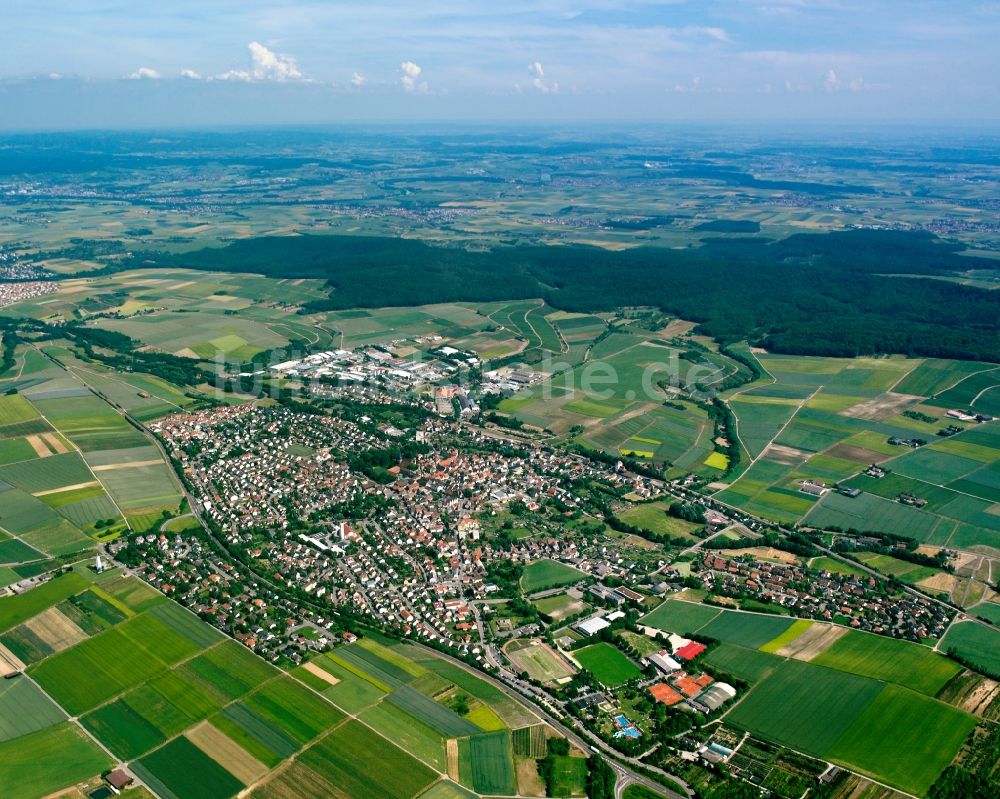 Stetten a.H. von oben - Ortsansicht am Rande von landwirtschaftlichen Feldern in Stetten a.H. im Bundesland Baden-Württemberg, Deutschland