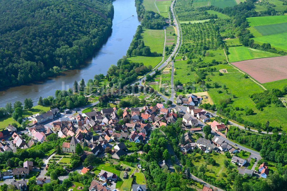 Luftbild Wertheim - Ortsansicht am Rande von landwirtschaftlichen Feldern in Wertheim im Bundesland Baden-Württemberg, Deutschland
