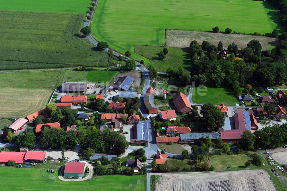 Luftaufnahme Westerweyhe - Ortsansicht am Rande von landwirtschaftlichen Feldern in Westerweyhe im Bundesland Niedersachsen, Deutschland