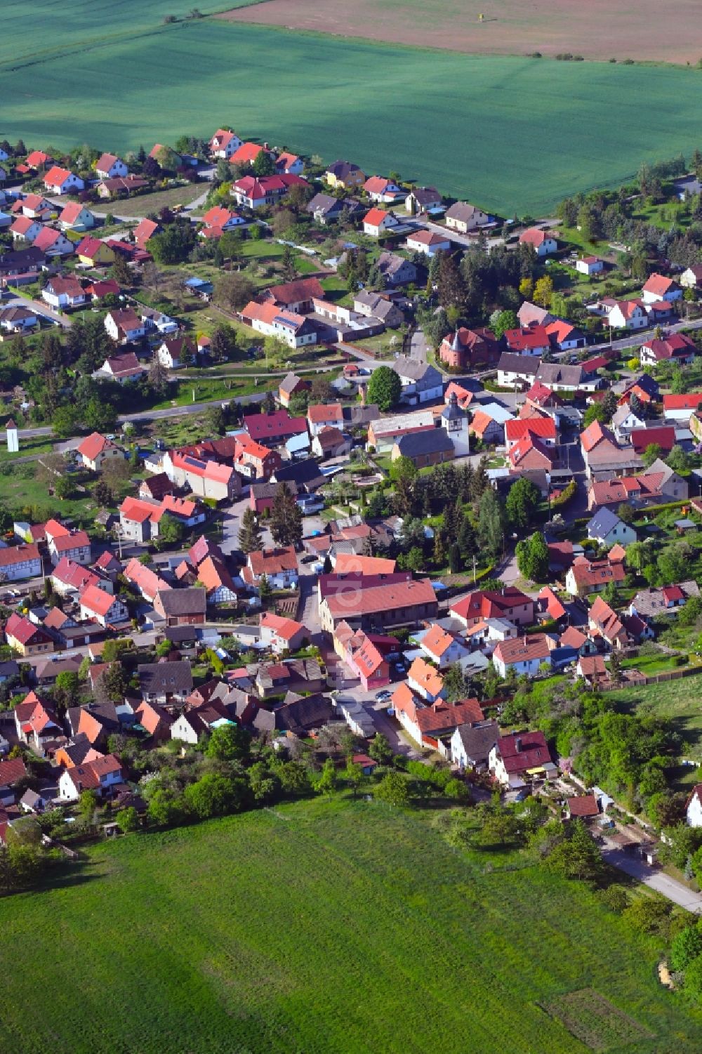 Luftaufnahme Wettelrode - Ortsansicht am Rande von landwirtschaftlichen Feldern in Wettelrode im Bundesland Sachsen-Anhalt, Deutschland