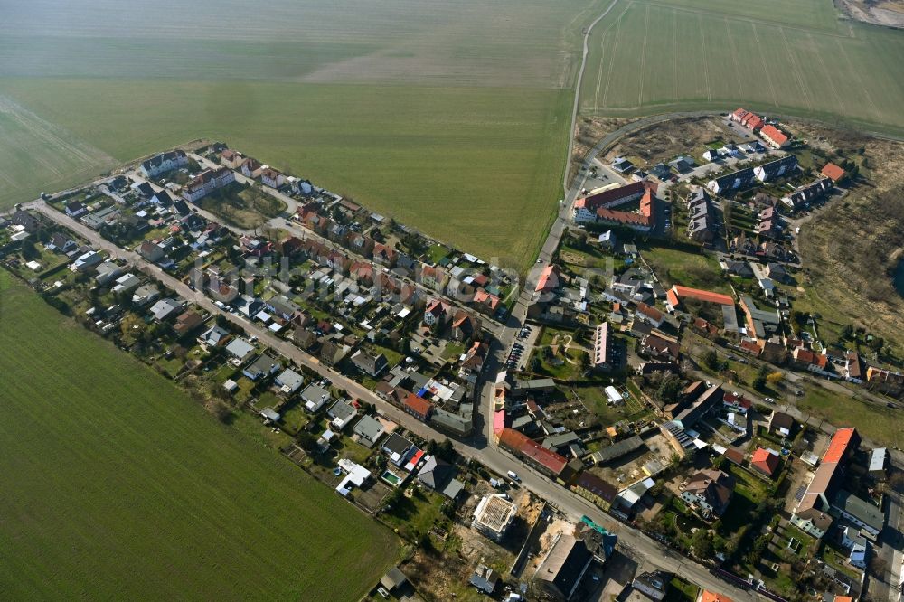 Zscherndorf von oben - Ortsansicht am Rande von landwirtschaftlichen Feldern in Zscherndorf im Bundesland Sachsen-Anhalt, Deutschland