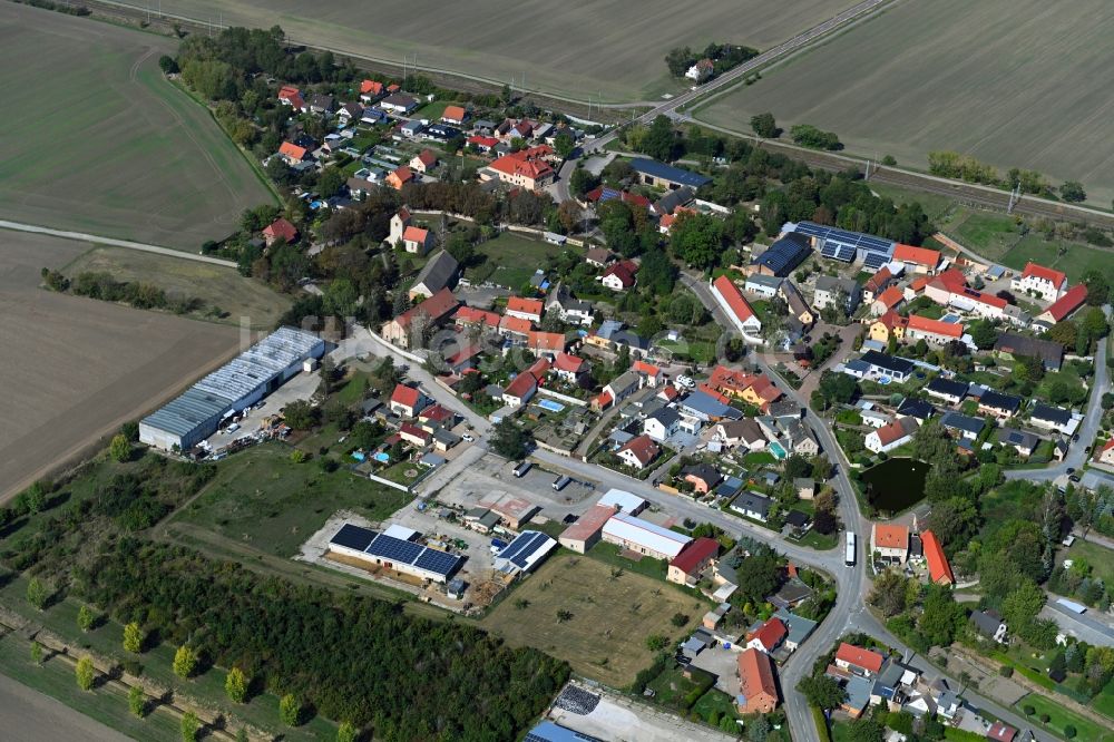 Luftbild Zwebendorf - Ortsansicht am Rande von landwirtschaftlichen Feldern in Zwebendorf im Bundesland Sachsen-Anhalt, Deutschland
